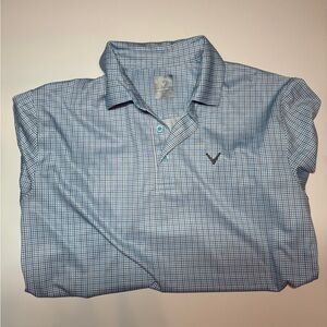 Callaway Blue and White Checkered Polo Shirt
